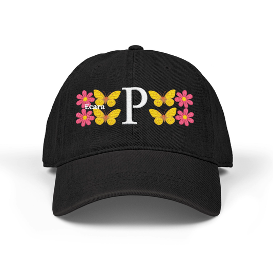 Embroidered Letter P Denim Hat