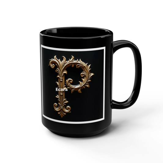 Black Mug with Initial "P"