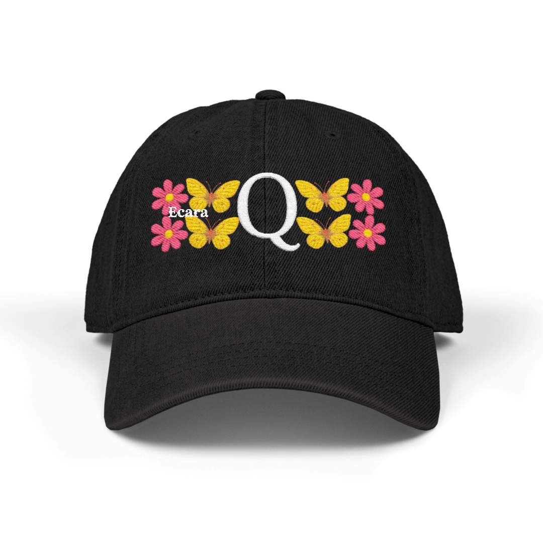 Embroidered Letter Q Denim Hat