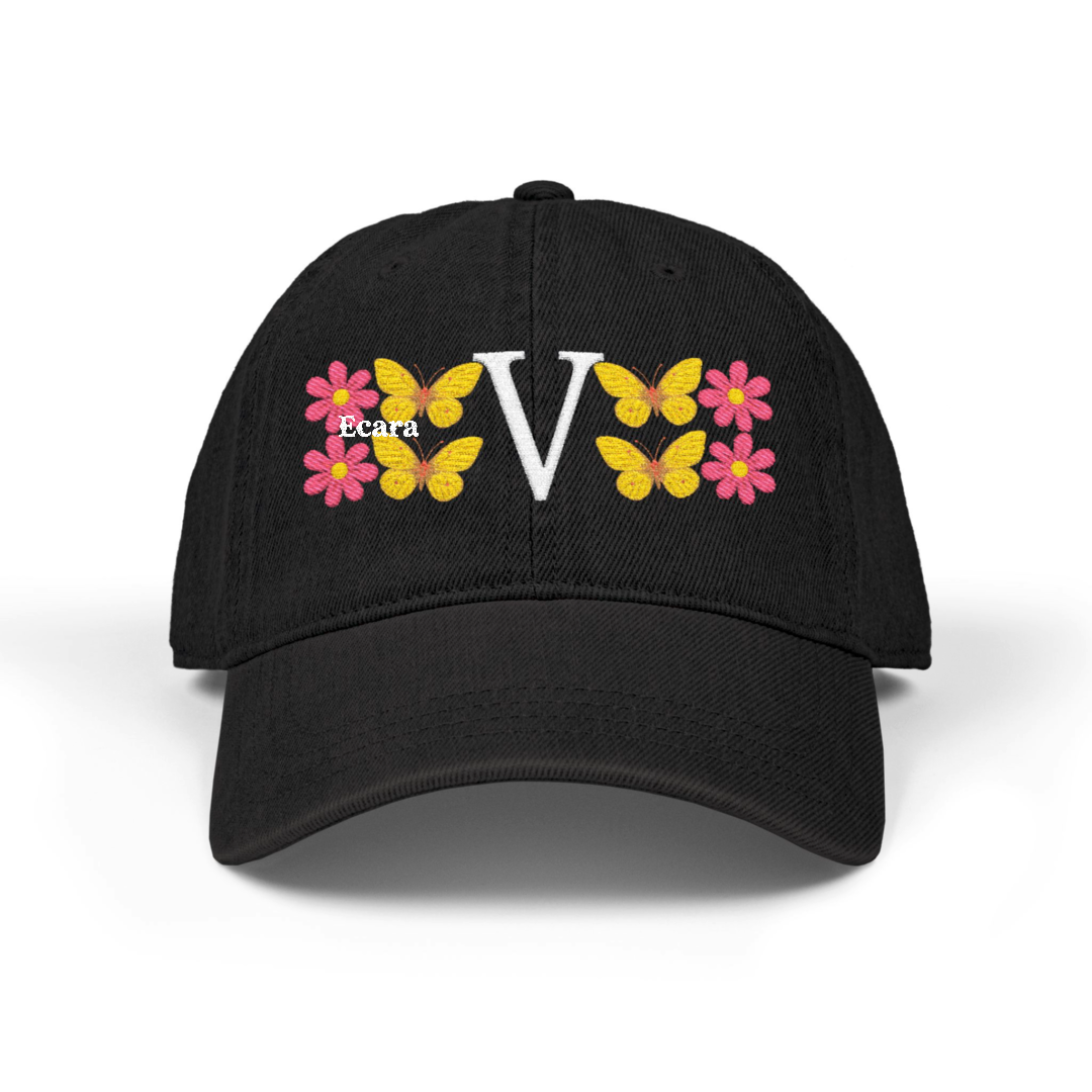 Embroidered Letter V Denim Hat