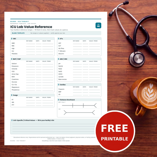 ICU Lab Value Reference Sheet — Printable PDF (Free Download)
