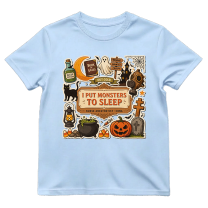 I Put Monsters To Sleep CRNA Shirt | Funny Nurse Anesthetist Halloween Tee