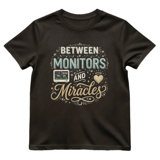 Between Monitors & Miracles ICU Nurse Shirt