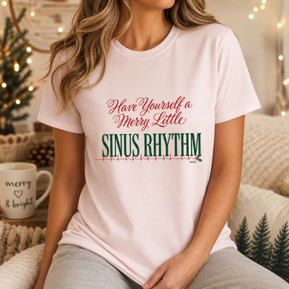 Merry Little Sinus Rhythm Funny Nurse Christmas T-Shirt ICU Gift