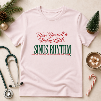 Merry Little Sinus Rhythm Funny Nurse Christmas T-Shirt ICU Gift