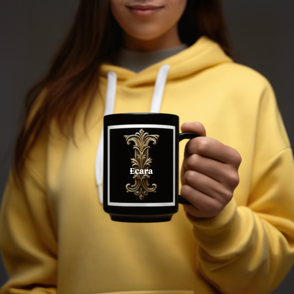 Black Mug with Initial "I"