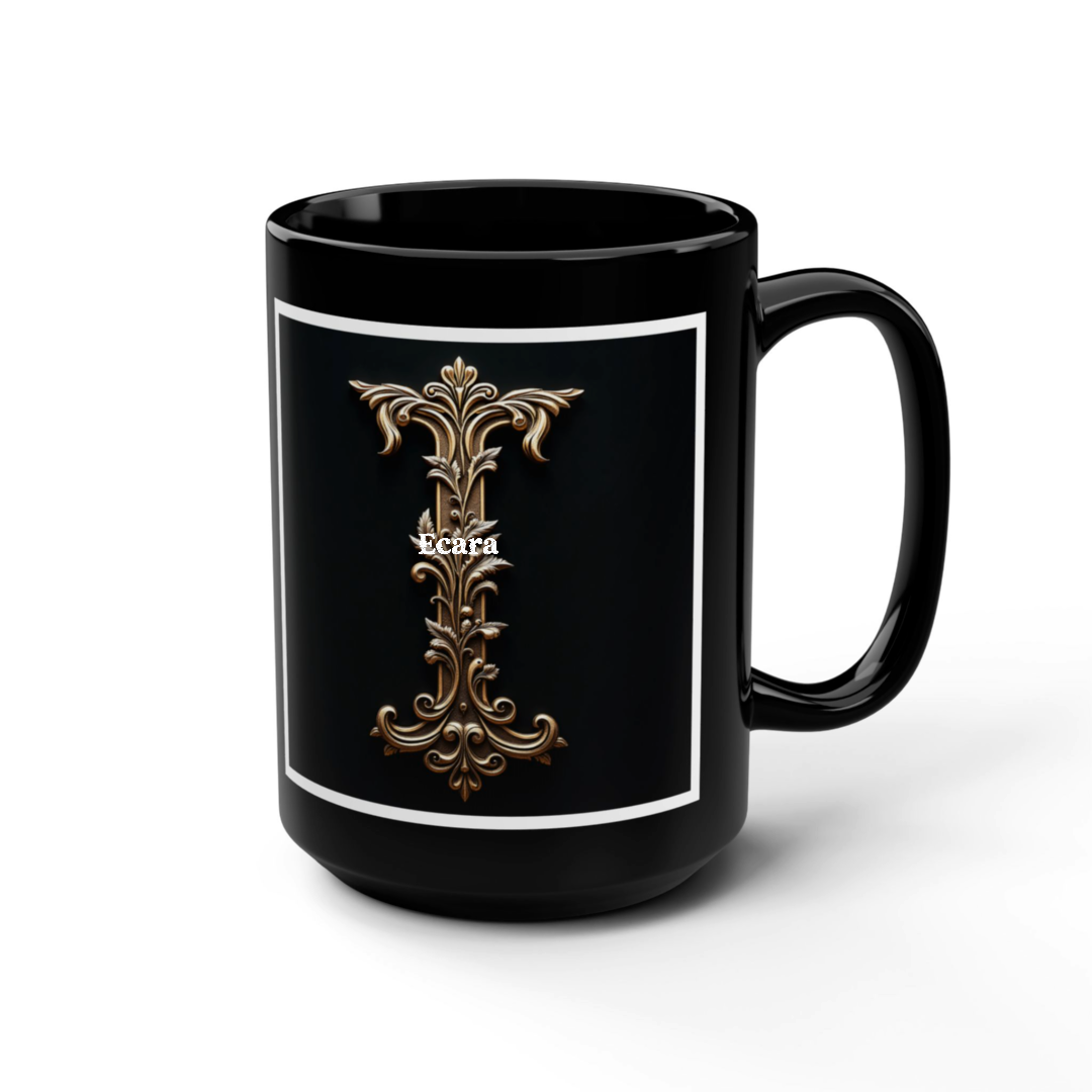 Black Mug with Initial "I"