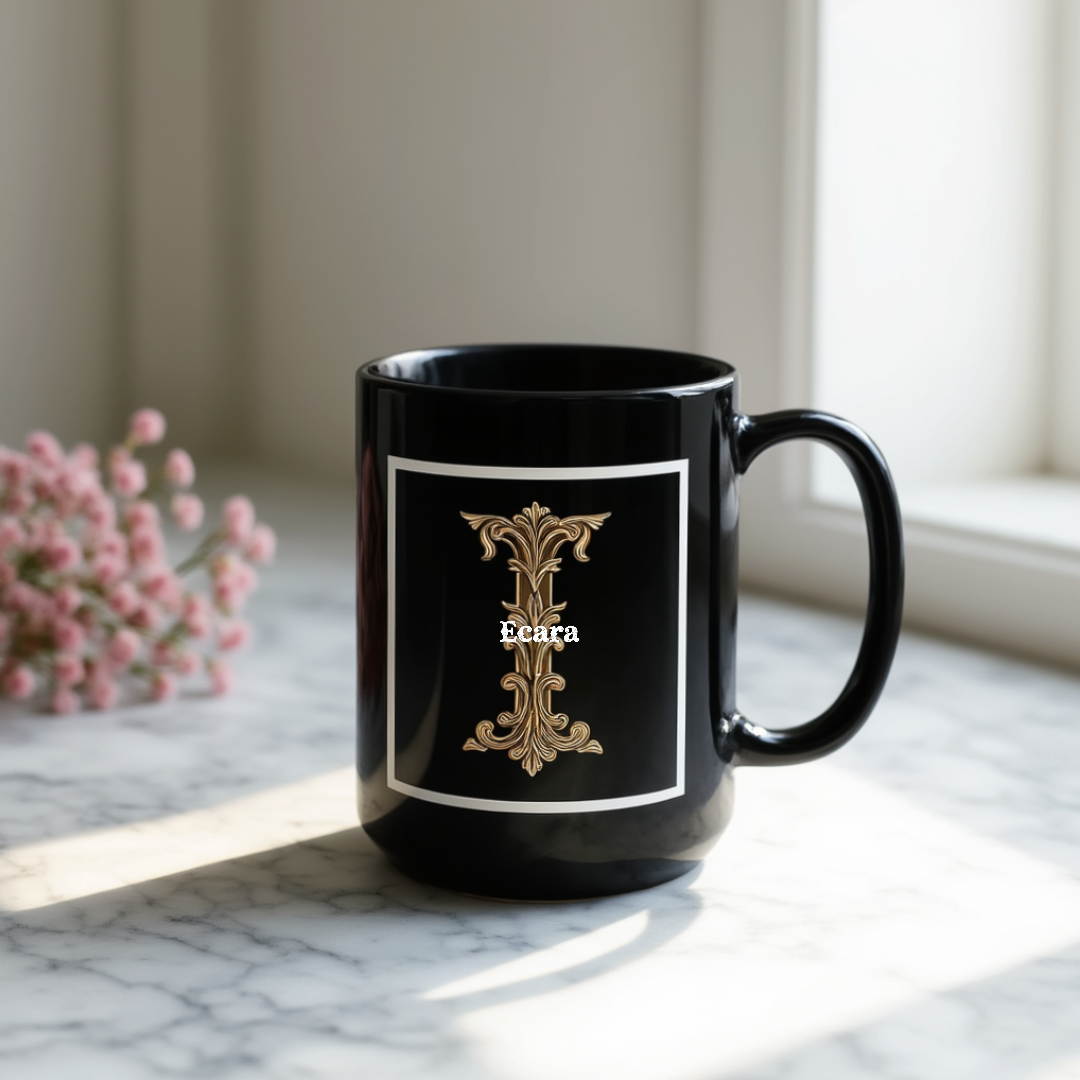 Black Mug with Initial "I"