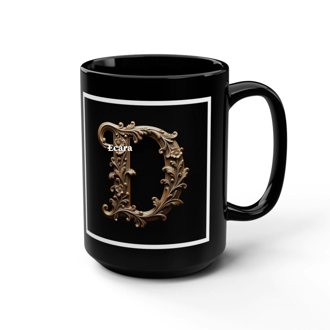 Black Mug with Initial "D"