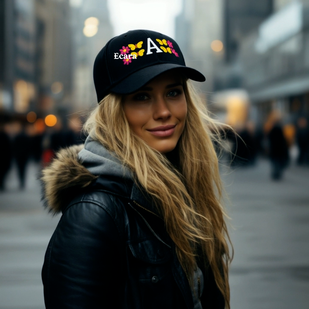 Embroidered Letter A Denim Hat