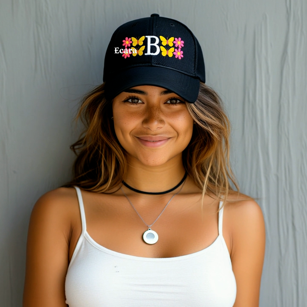 Embroidered Letter B Denim Hat