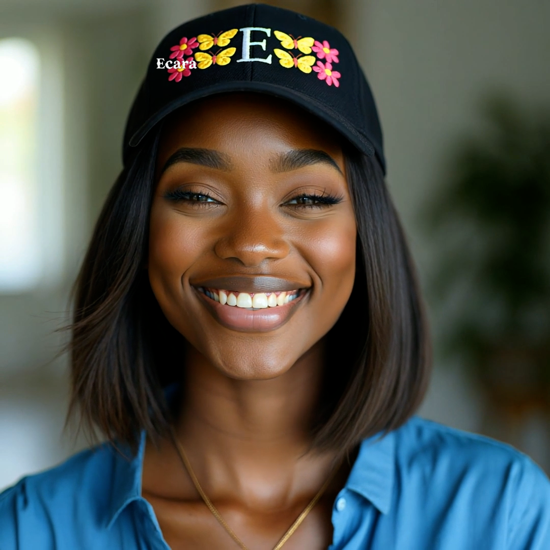 Embroidered Letter E Denim Hat
