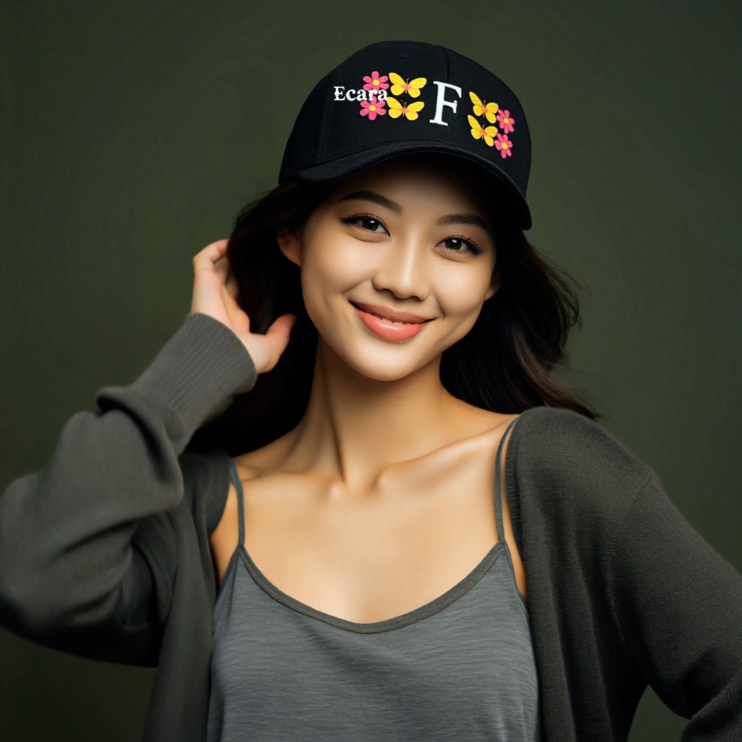 Embroidered Letter F Denim Hat