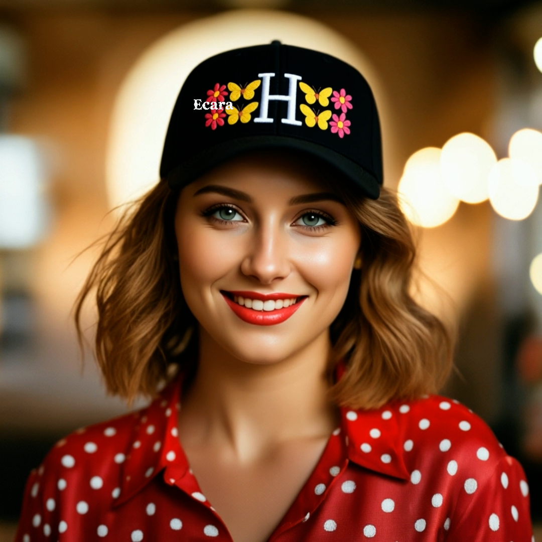 Embroidered Letter H Denim Hat