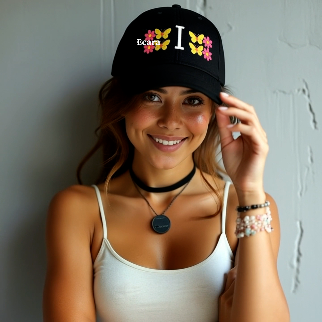 Embroidered Letter I Denim Hat