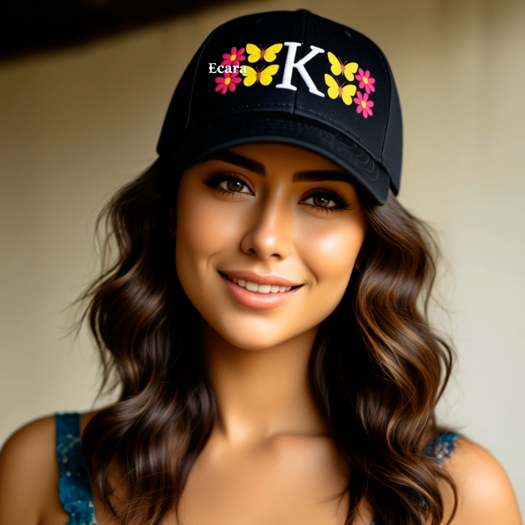 Embroidered Letter K Denim Hat