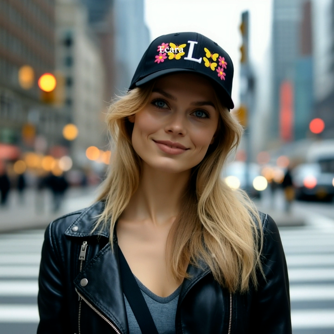 Embroidered Letter L Denim Hat