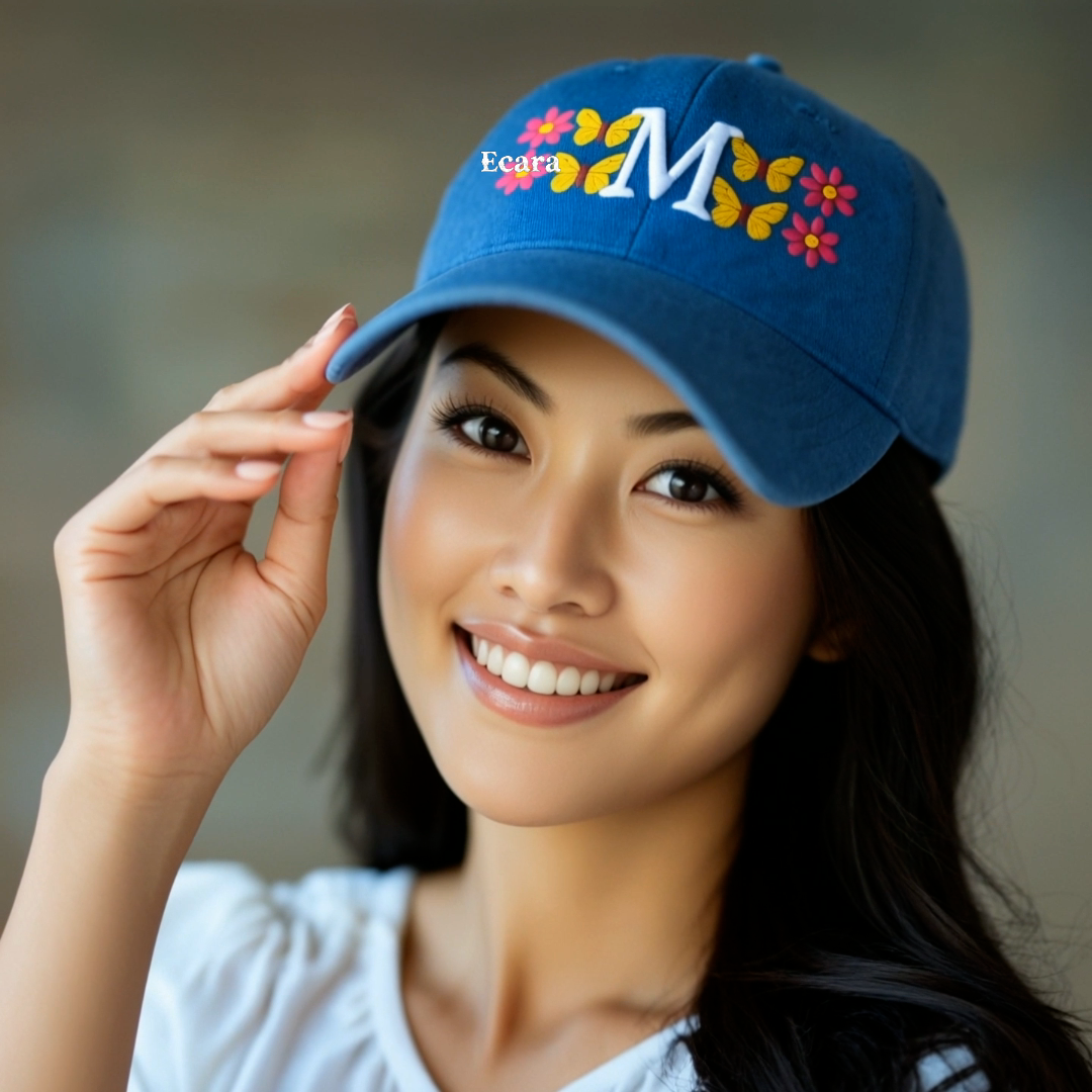 Embroidered Letter M Denim Hat