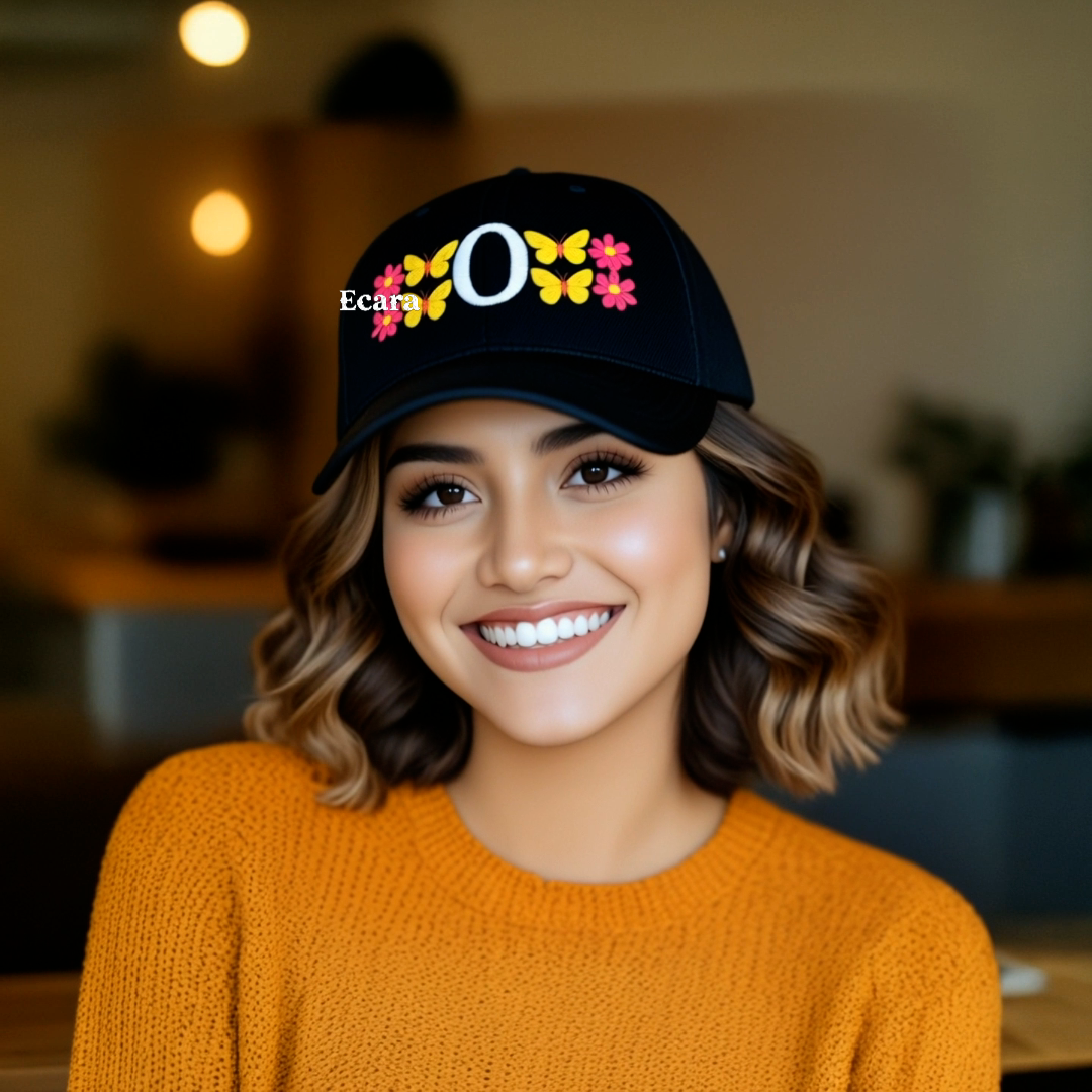 Embroidered Letter O Denim Hat