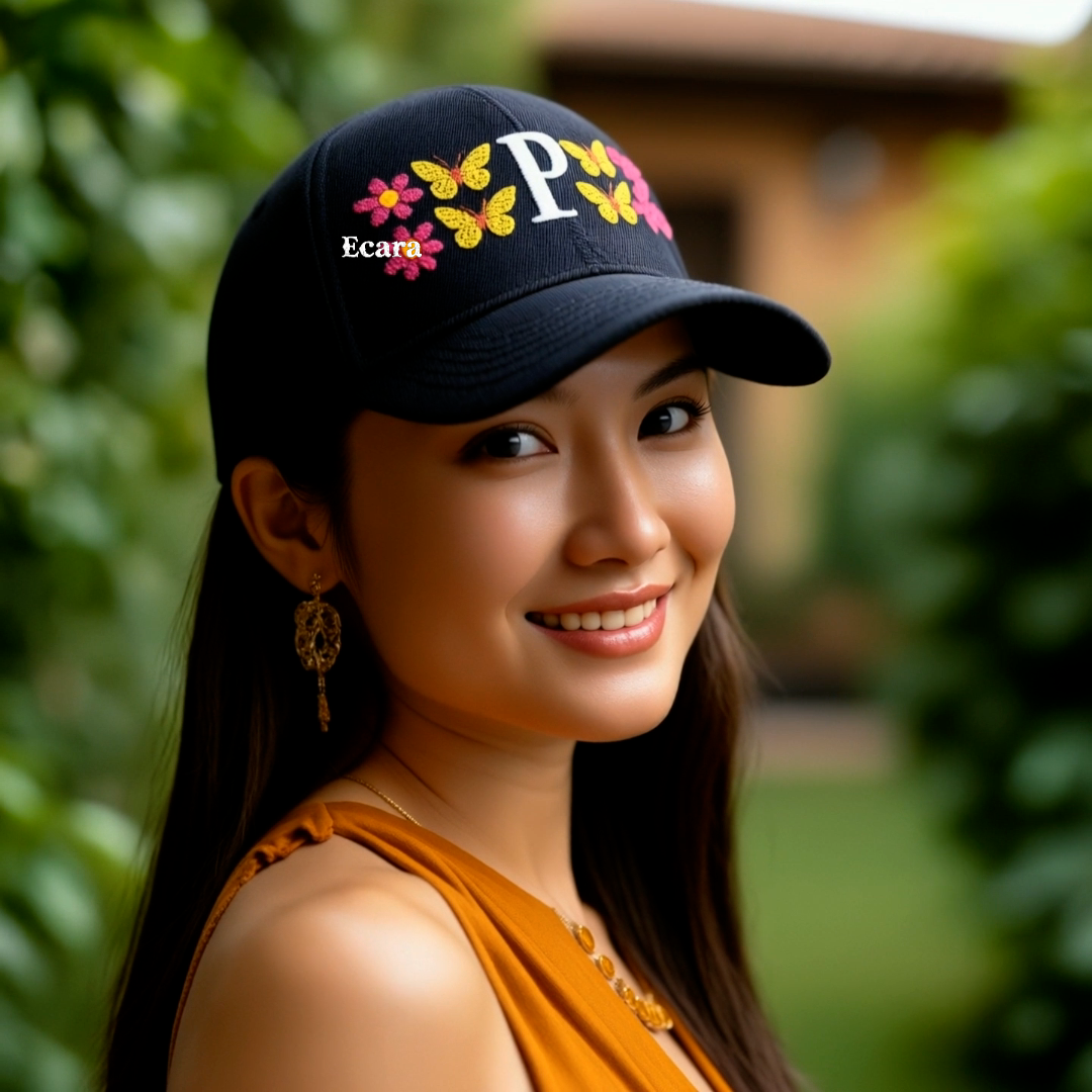 Embroidered Letter P Denim Hat