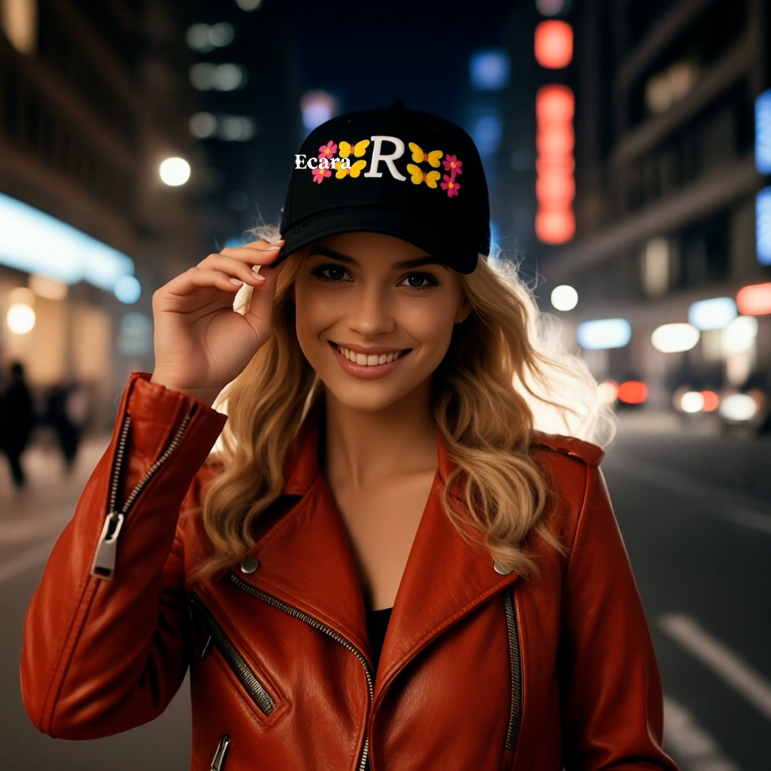 Embroidered Letter R Denim Hat