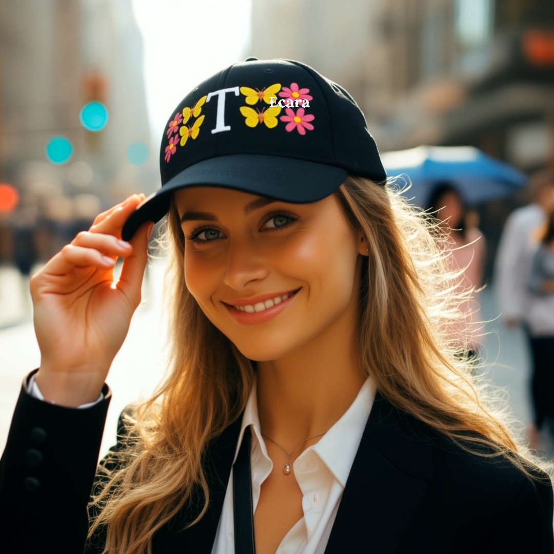 Embroidered Letter T Denim Hat