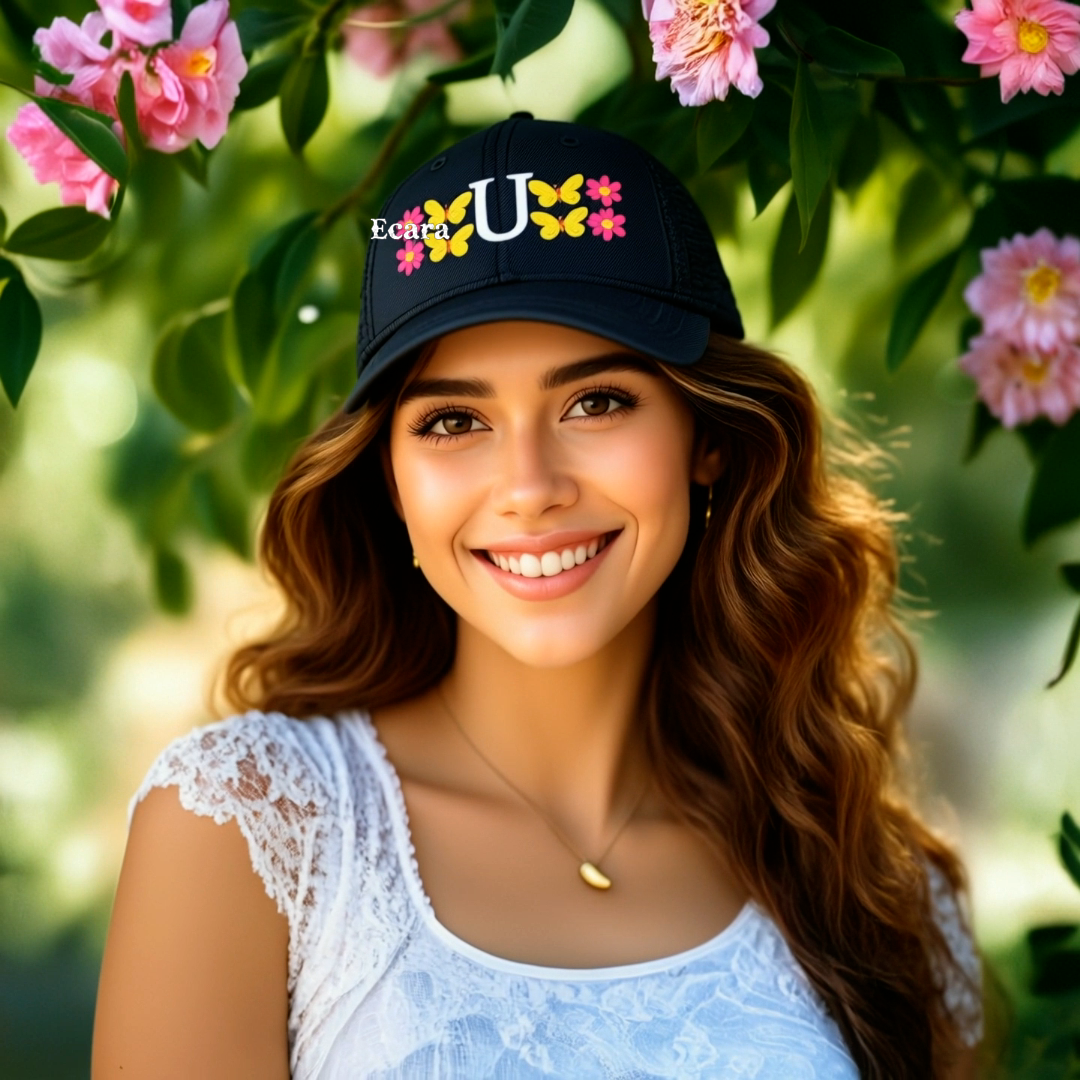 Embroidered Letter U Denim Hat