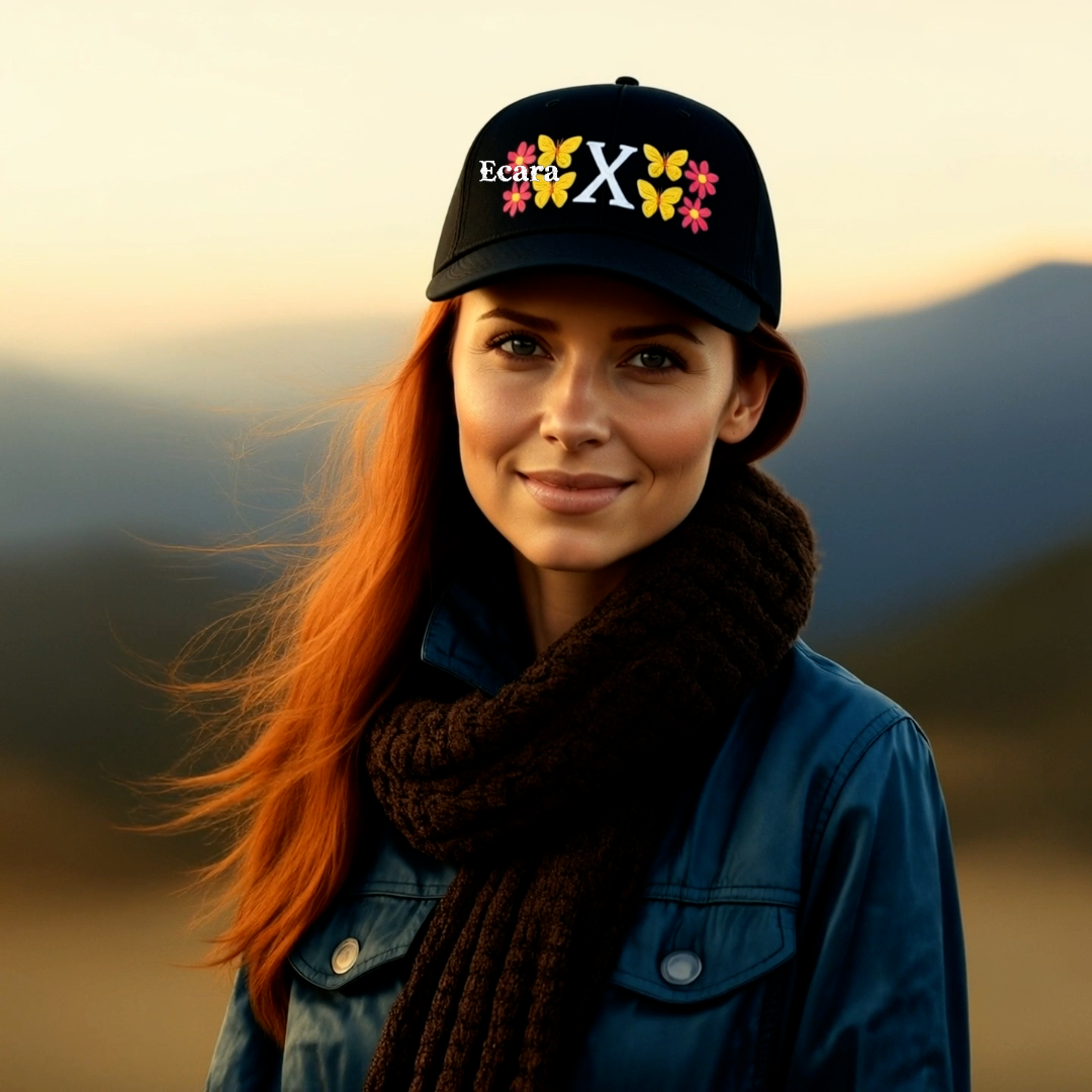 Embroidered Letter X Denim Hat