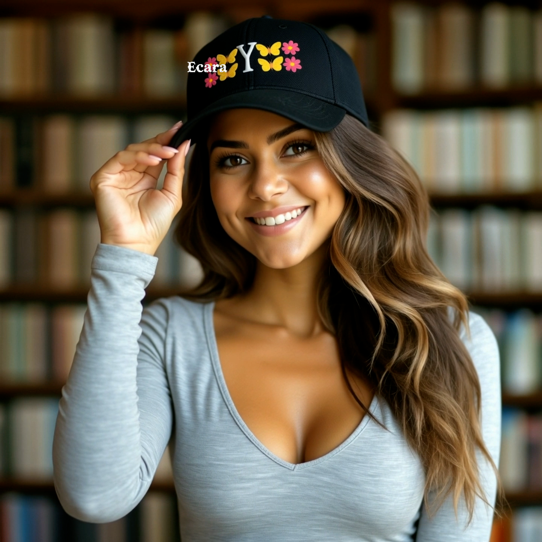 Embroidered Letter Y Denim Hat