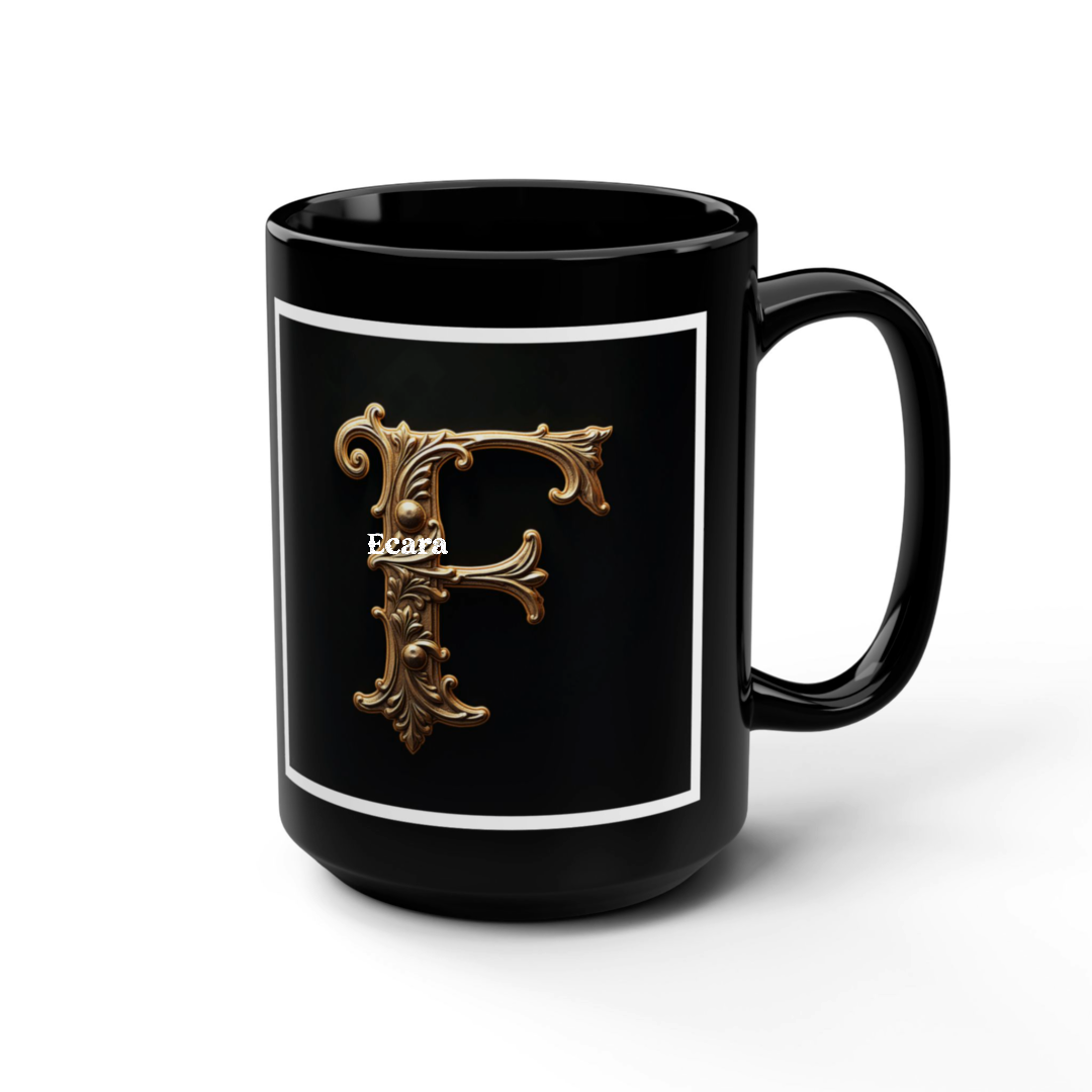 Black Mug with Initial "F"