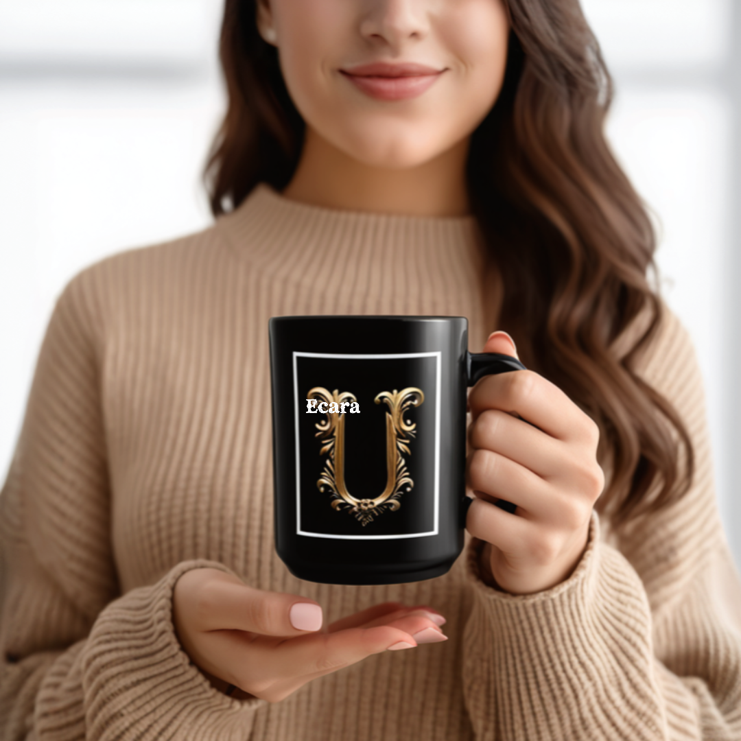 Black Mug with Initial "U"