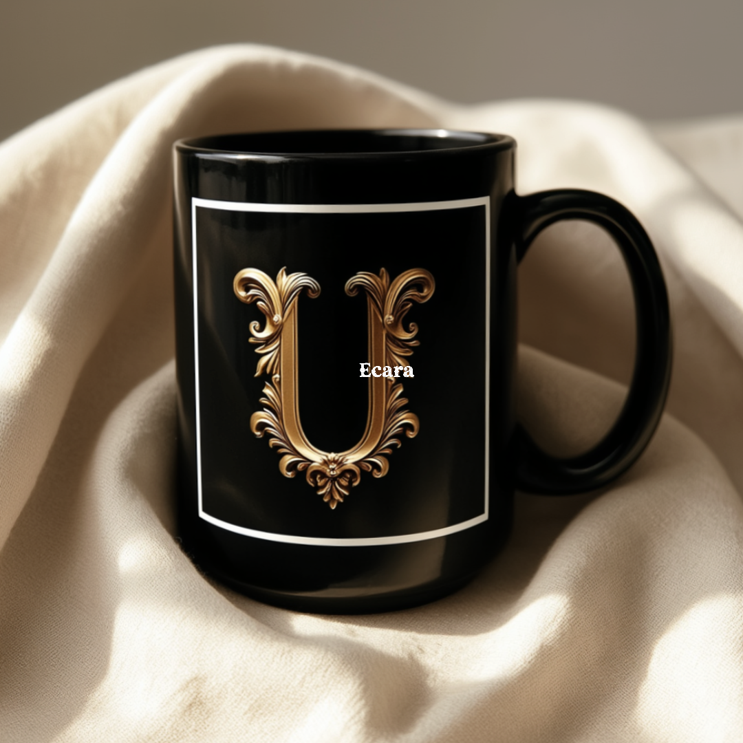 Black Mug with Initial "U"