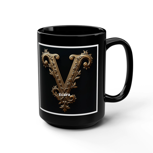 Black Mug with Initial "V"