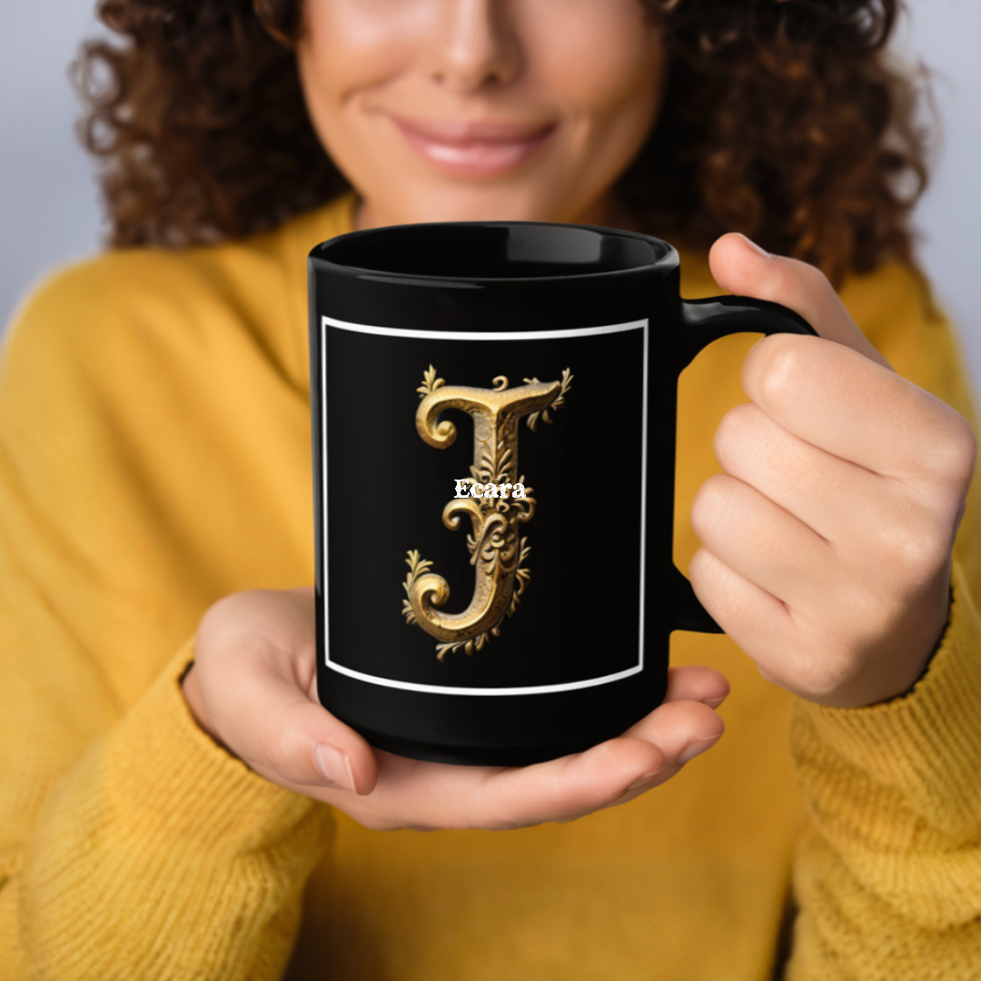 Black Mug with Initial "J"