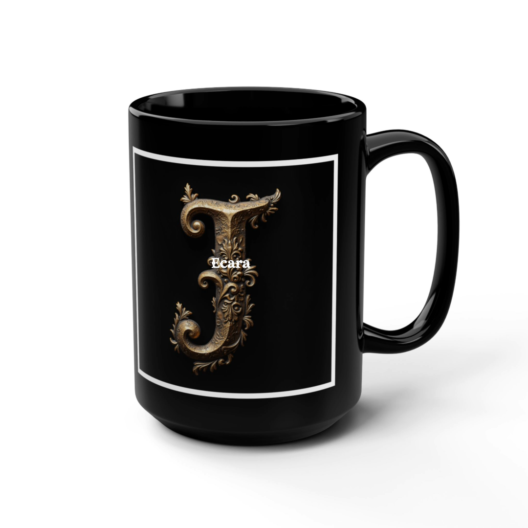 Black Mug with Initial "J"