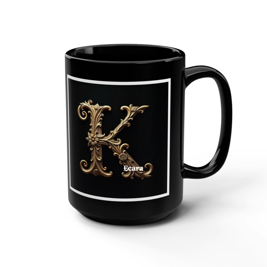 Black Mug with Initial "K"