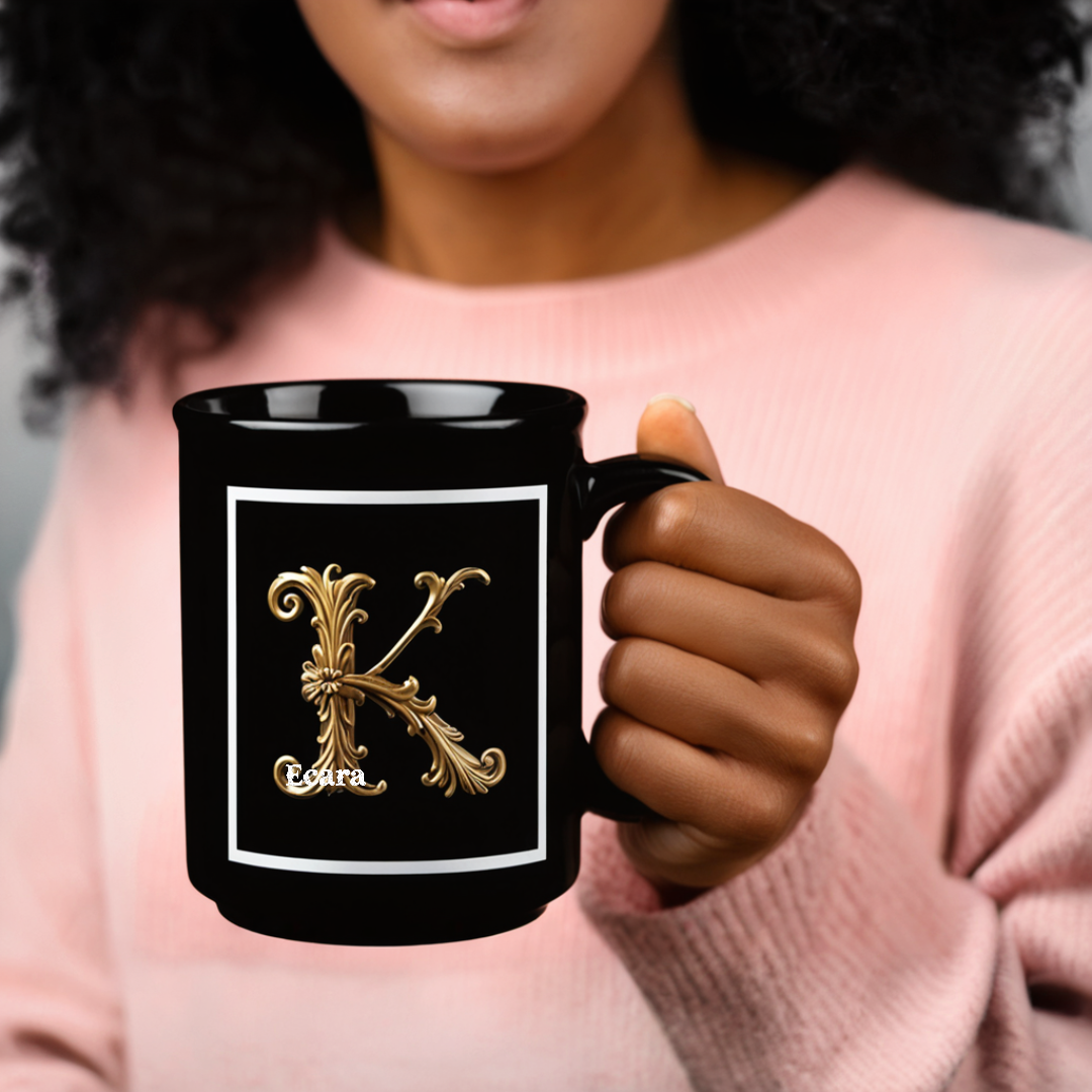 Black Mug with Initial "K"