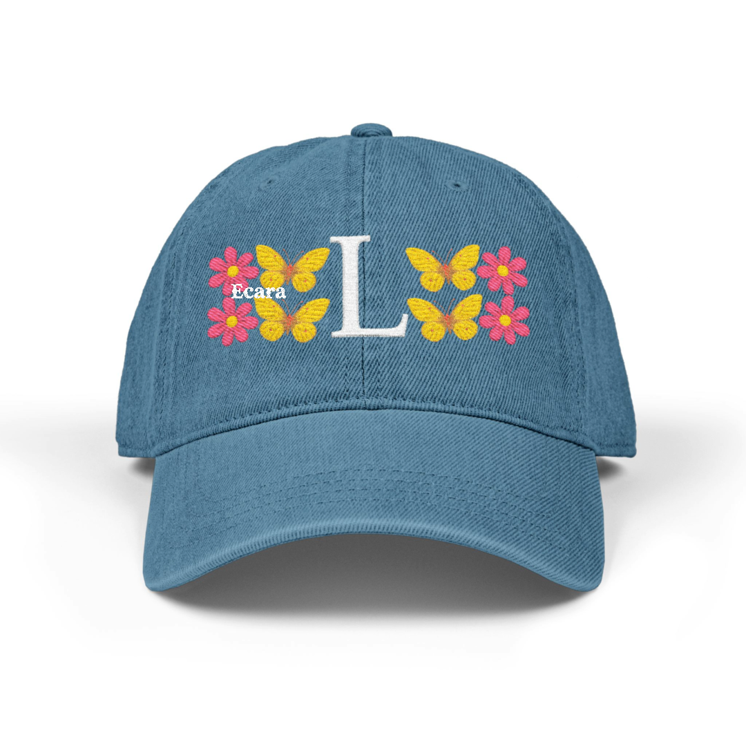 Embroidered Letter L Denim Hat