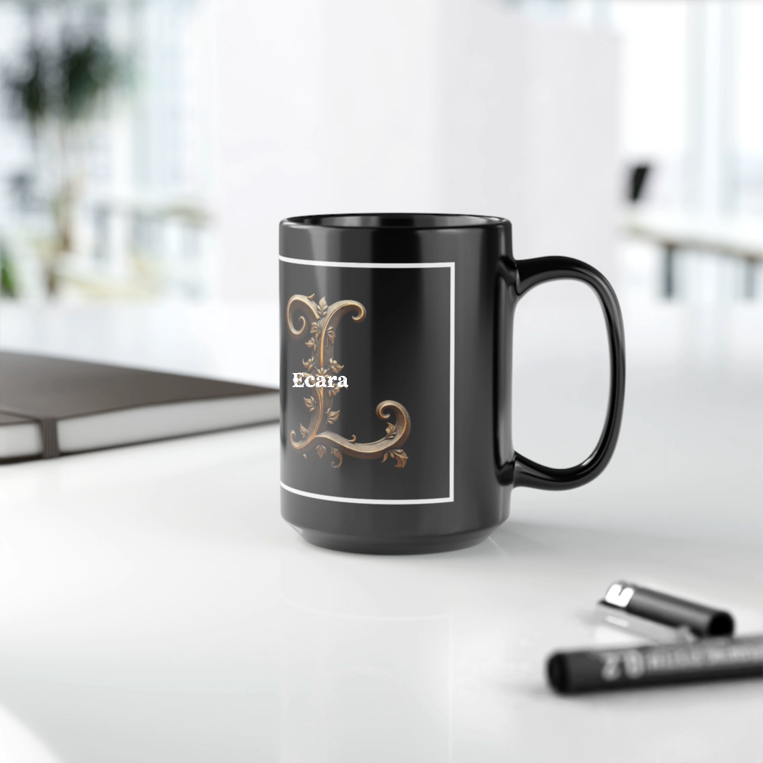 Black Mug with Initial "L"