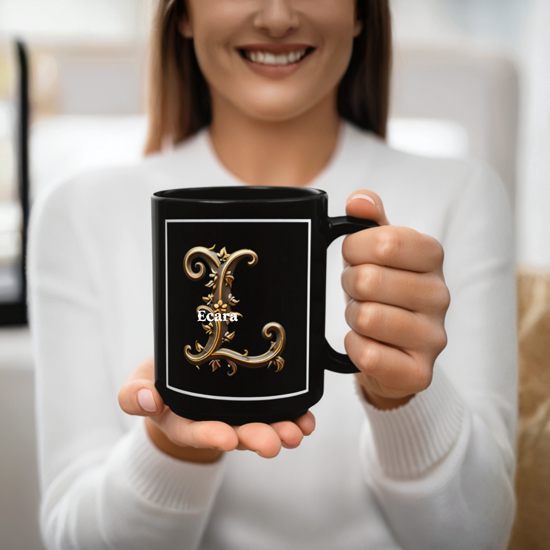 Black Mug with Initial "L"