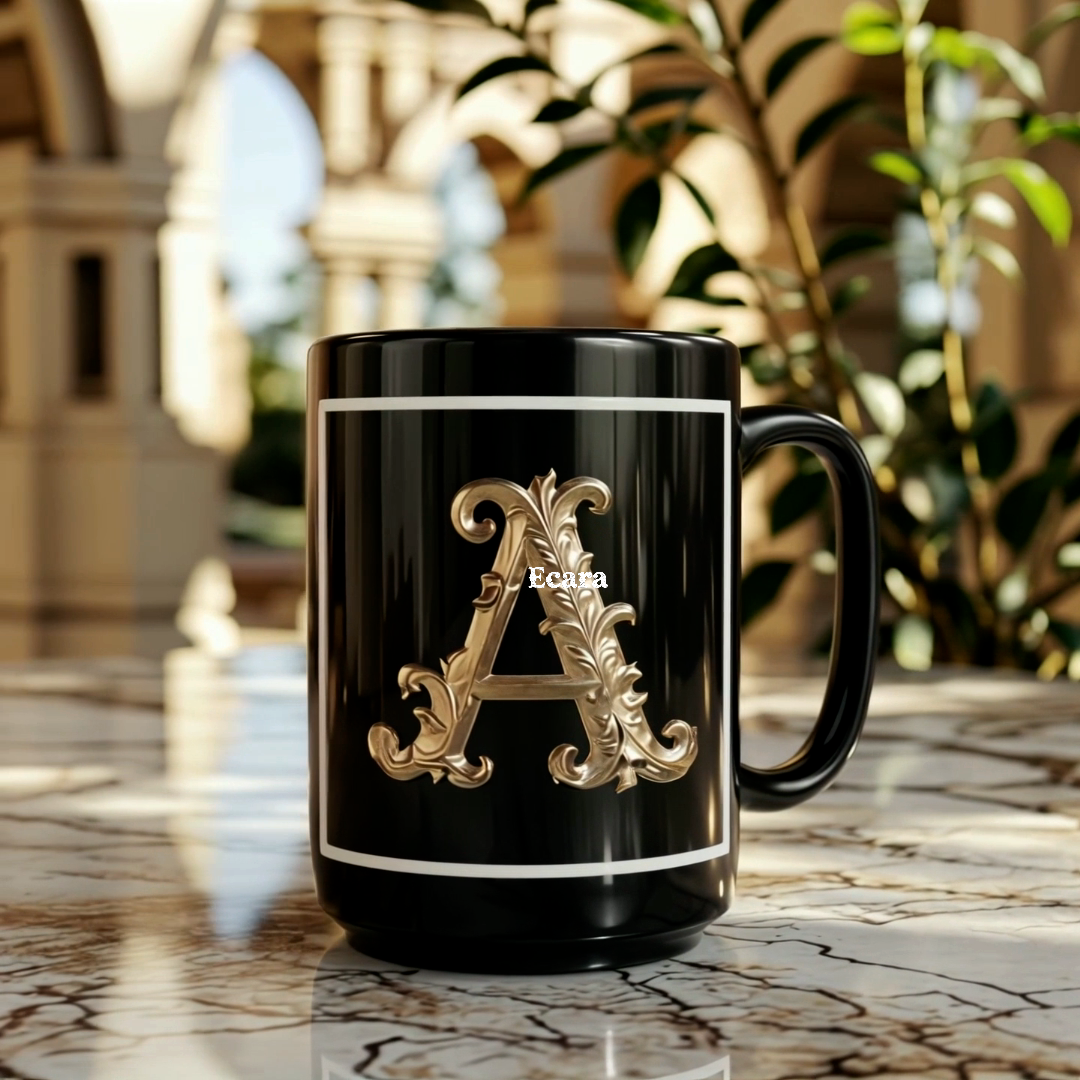 Black Mug with Initial "A"