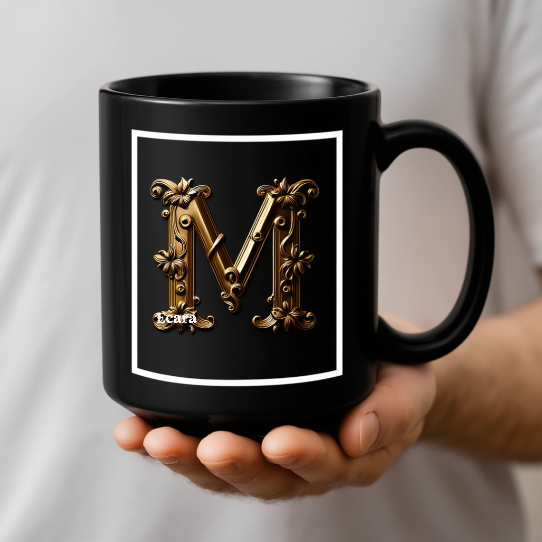 Black Mug with Initial "M"