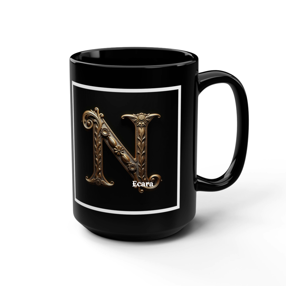 Black Mug with Initial "N"
