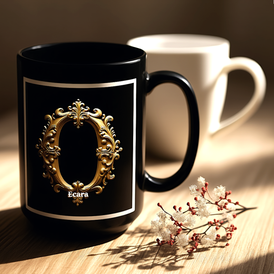 Black Mug with Initial "O"