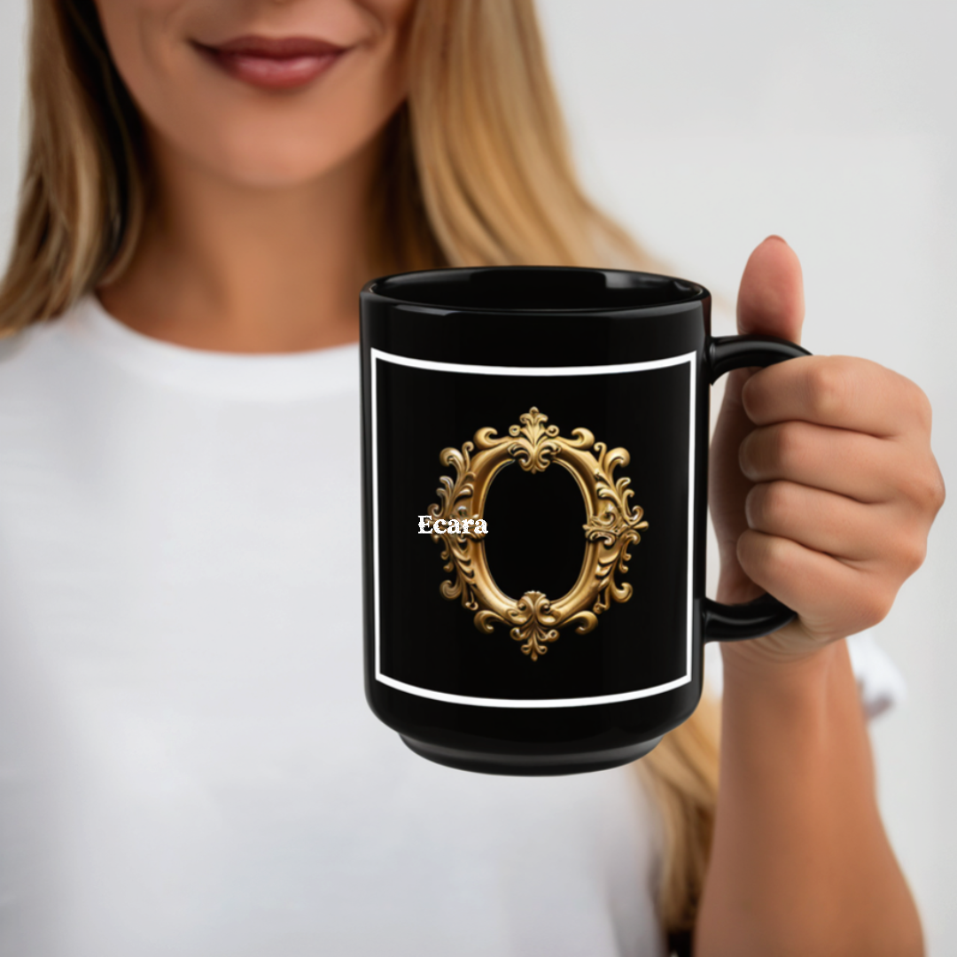 Black Mug with Initial "O"