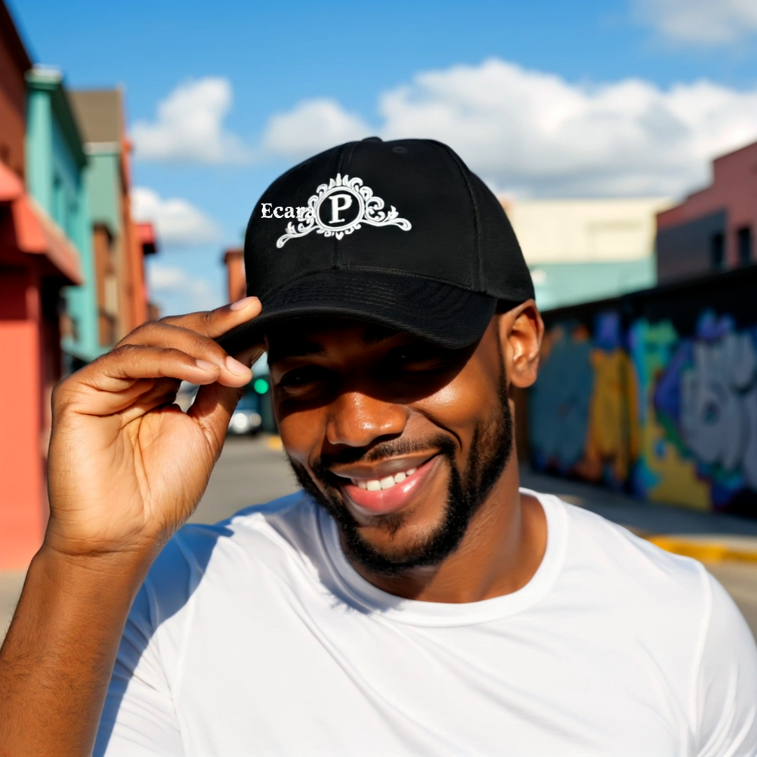 Embroidered Letter P Denim Hat