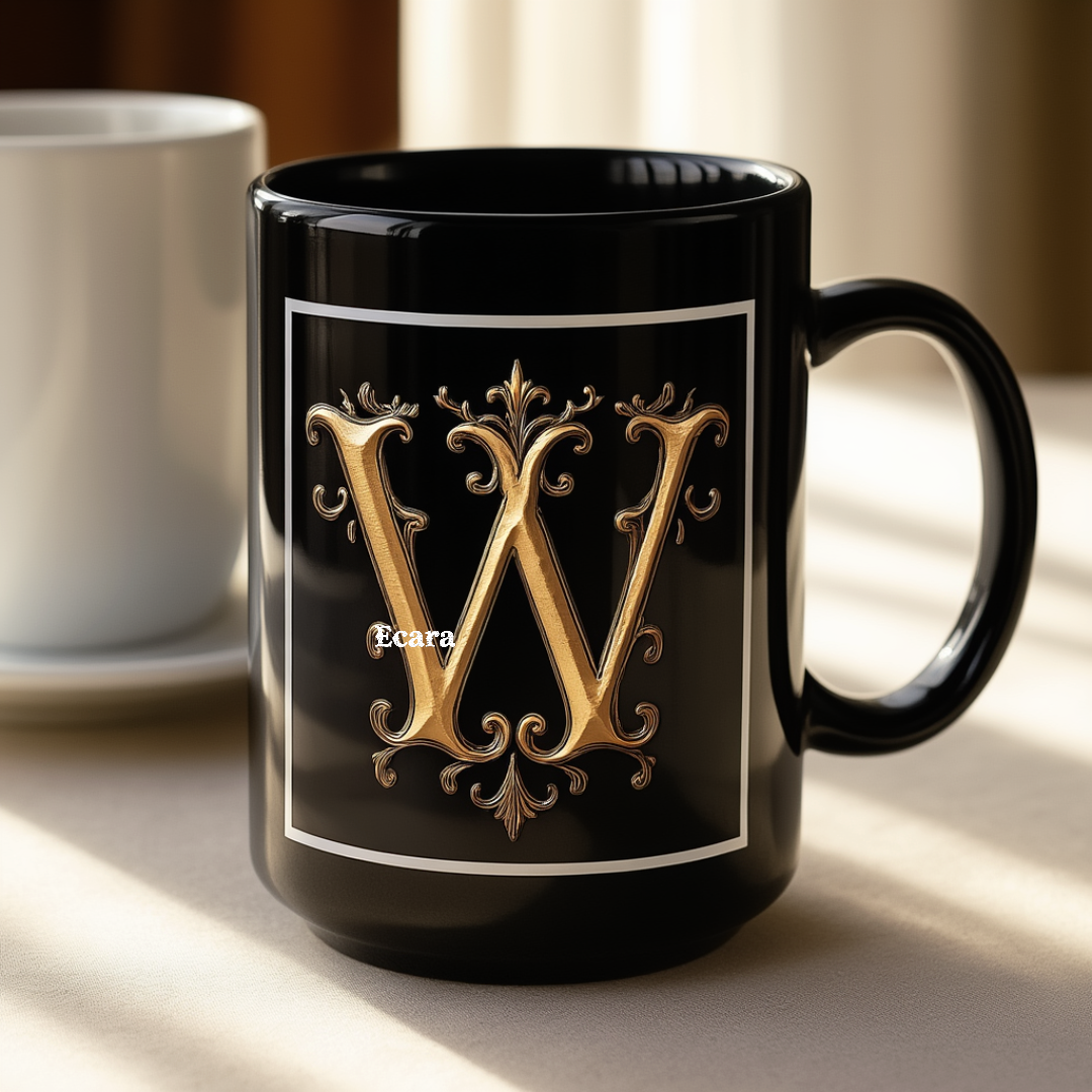 Black Mug with Initial "W"