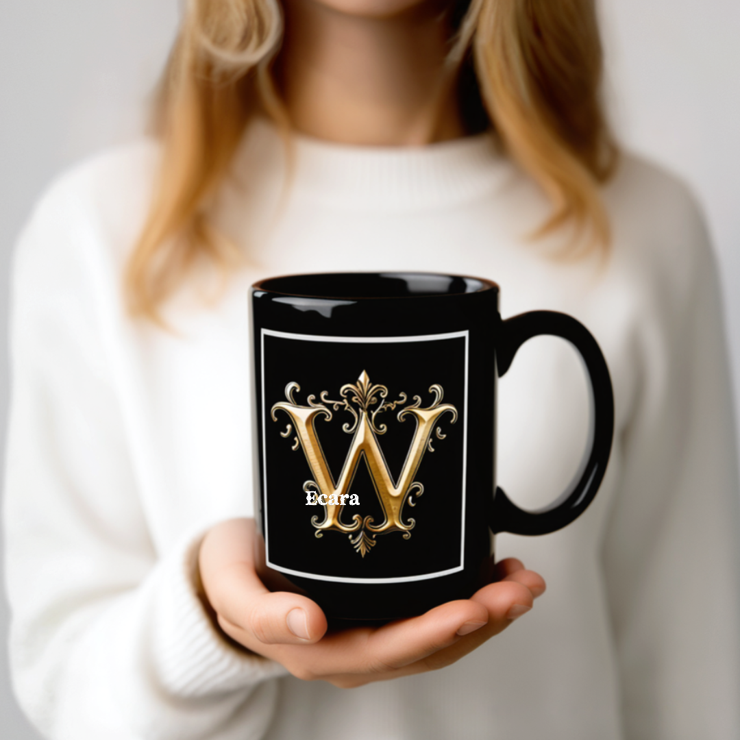 Black Mug with Initial "W"