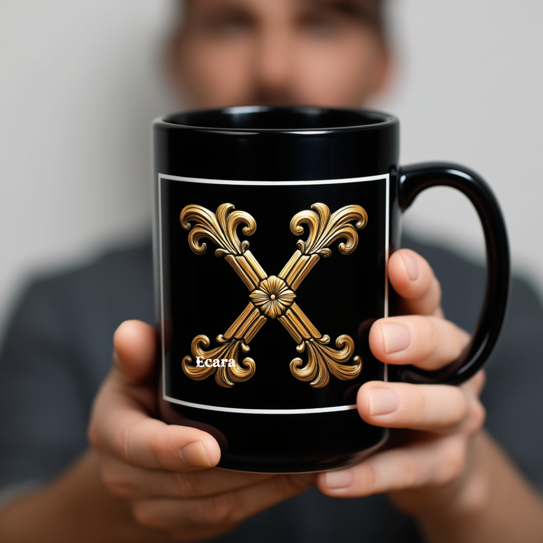 Black Mug with Initial "X"