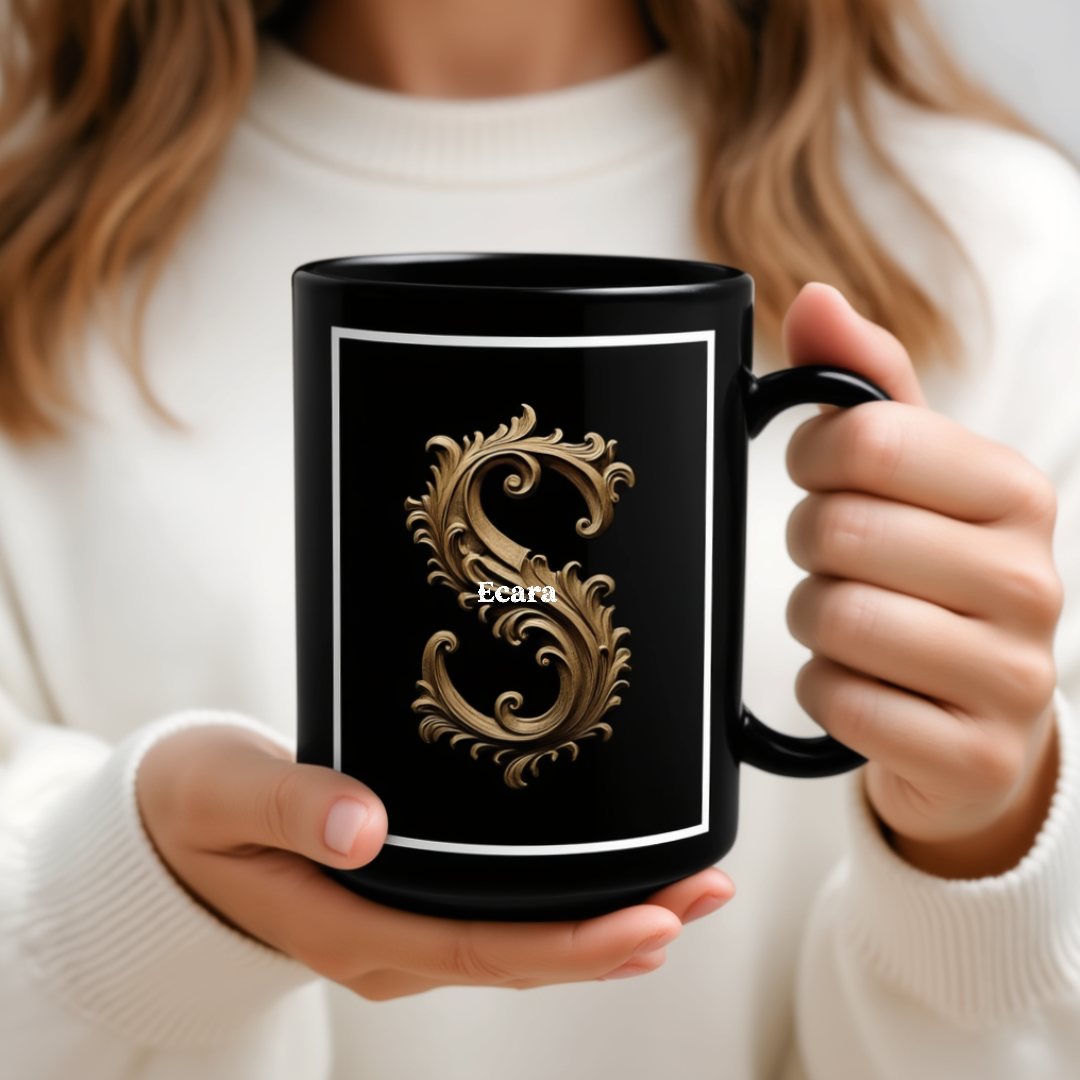 Black Mug with Initial "S"